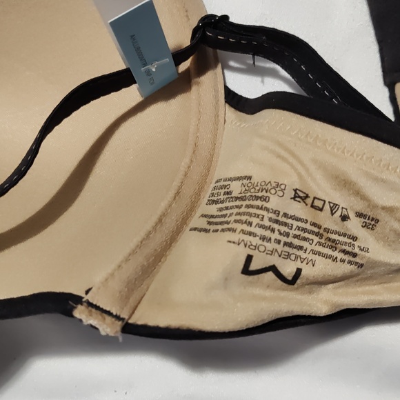 Maidenform Comfort dev Soft Demi Underwire Bra Black/Body Beige Lining 32C Women - Picture 9 of 10